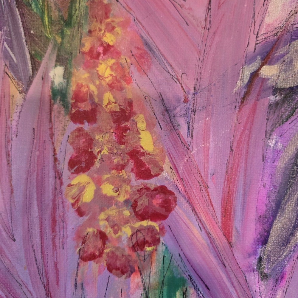 HANDCRAFTED Abstact Floral Painting HANDPAINTED & HANDMADE Contemporary Wall Art - Picture 12 of 16
